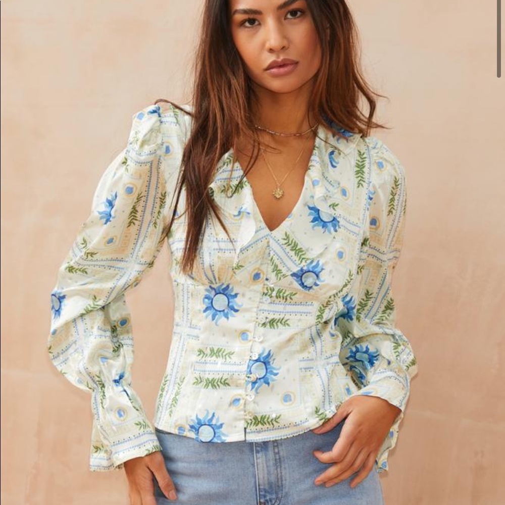 Cream Print Sunniva Top ( there is a matching skirt )